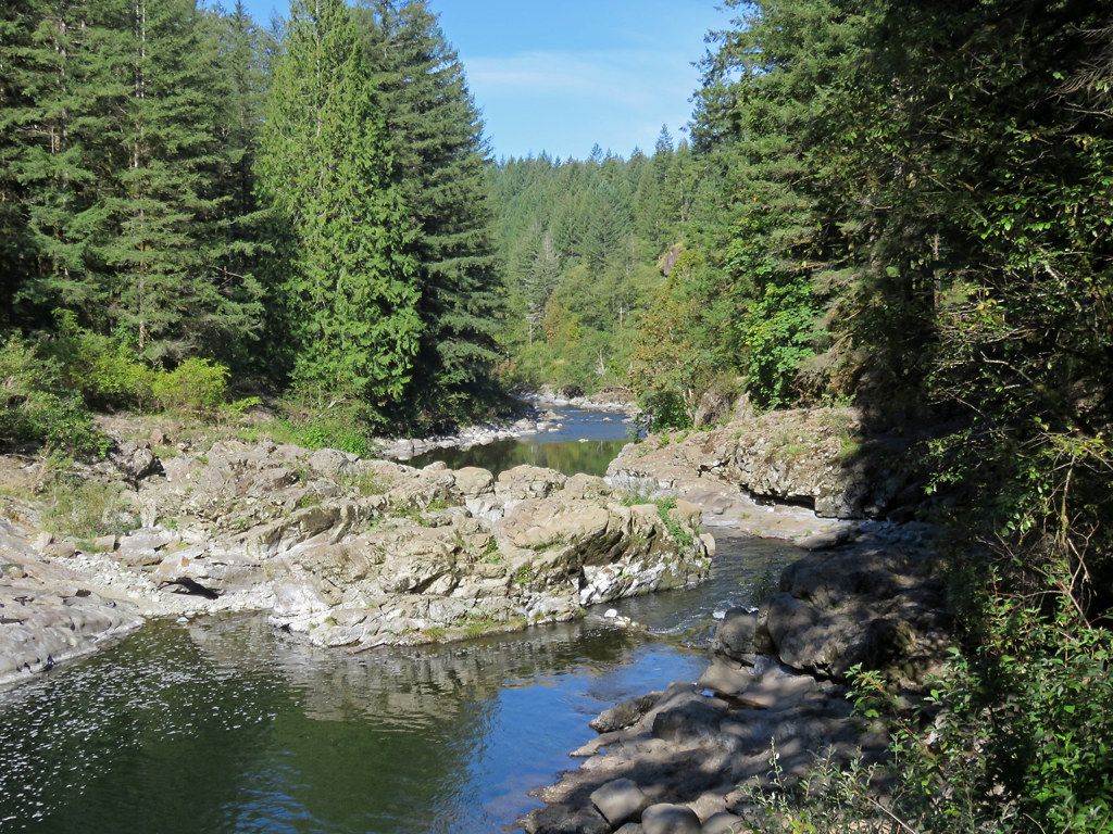 Photo of the East Fork Lewis River from Moulton Falls Regional Park.